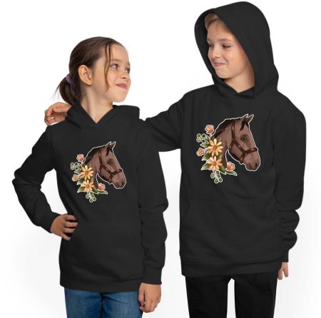 Hooded Sweater Hoodie Kids - brown horse head